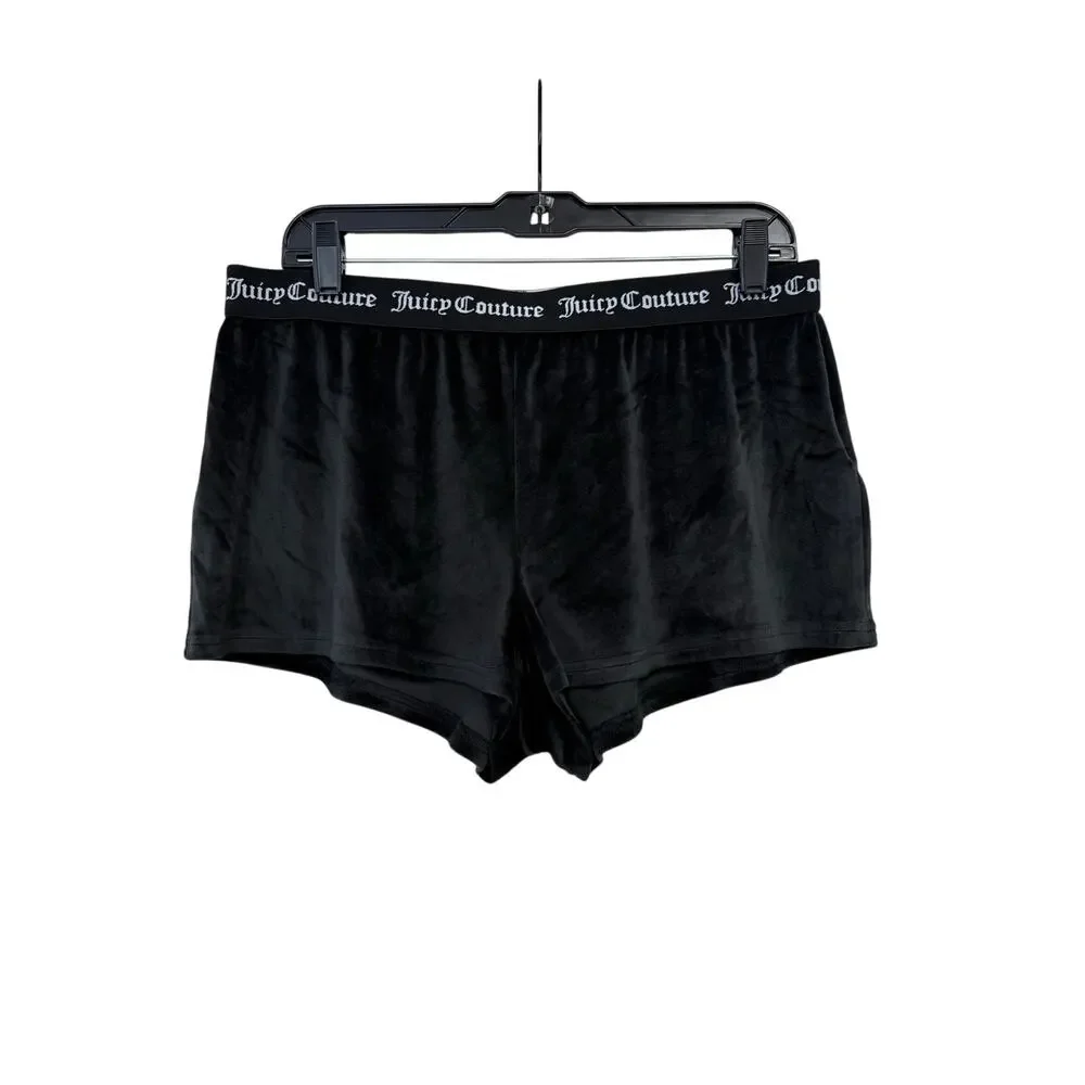 Juicy Couture Black Velour Shorts Sz Large Sleepwear GS
